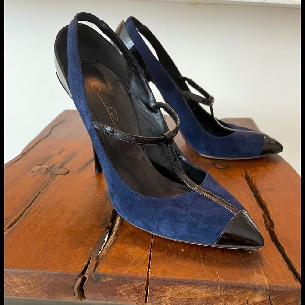 Oscar de la renta heels. Blue suede.